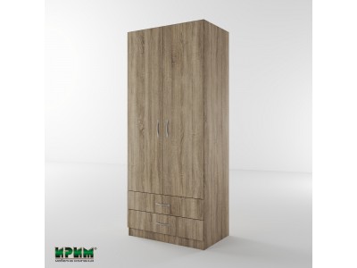 Двукрилен гардероб Сити 1008 (сонома тъмна)